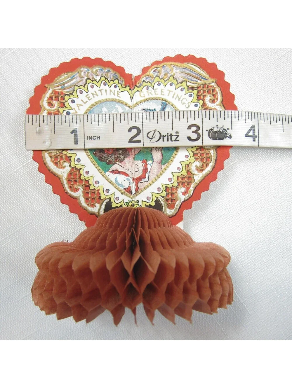 Vintage Valentine Beistle Honeycomb Stand Up Heart Girl & Blue Bird USA 1920-30s